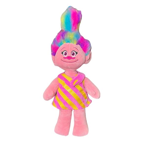 Build-A-Bear Princess POPPY Troll Stuffed Doll 20” Pink Dress Rainbow Hair Plush - Picture 2 of 14